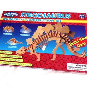 Woodcraft Construction Kit Stegosaurus Real Wood Puzzel 3D Model Age 6+ Game